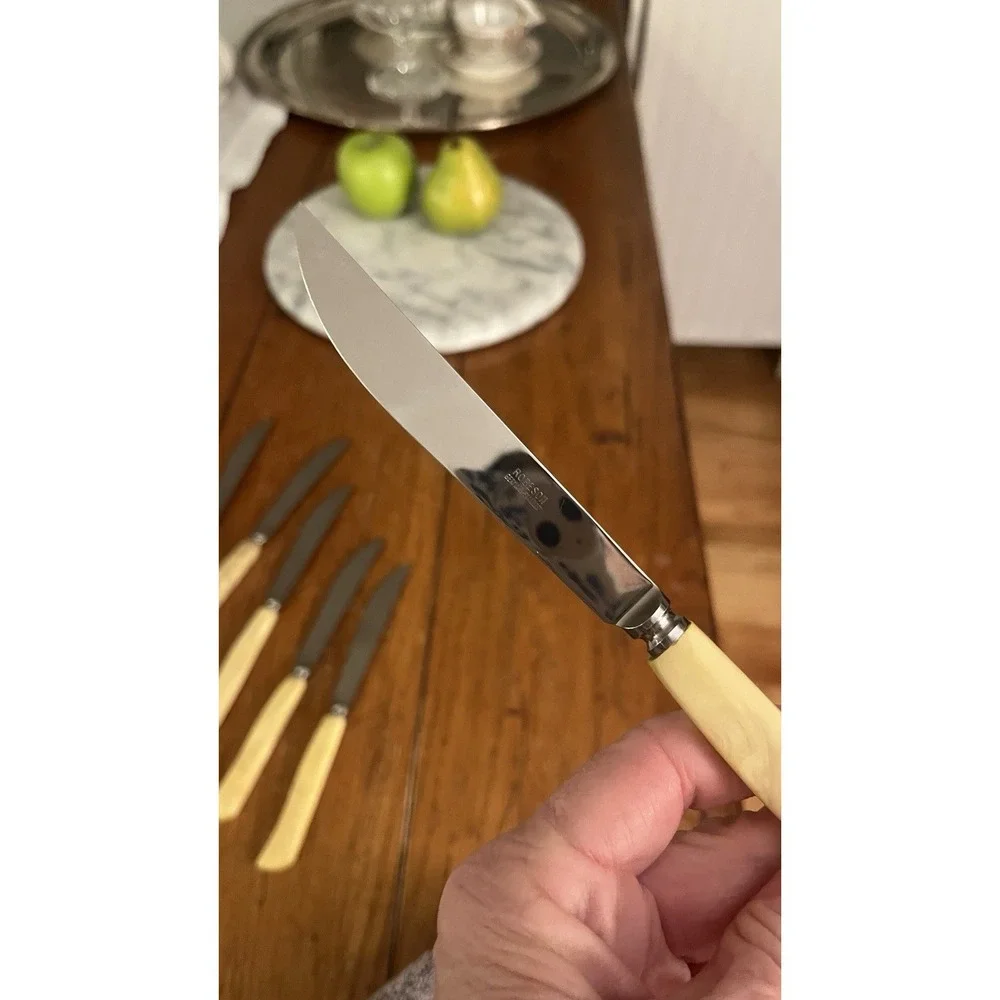 Vintage Robeson Steak Knives Cream Butter Swirl Handles Set Of 5